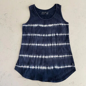 Eddie Bauer Outdoor Casual Tie Dye Print Cotton Tank Top Navy + White Sz S